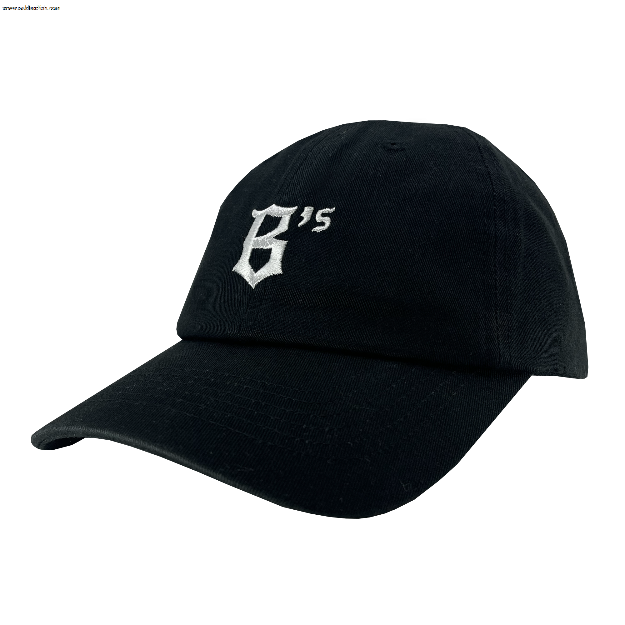 The Oakland Ballers Dad Hat is a black baseball cap with a curved brim. On the front, it showcases a white embroidered design featuring a stylized letter "B" and the number "15" slightly above and to the right, symbolizing the Oakland Ballers. Its simple and clean design makes it perfect for fans of this community-focused experience.