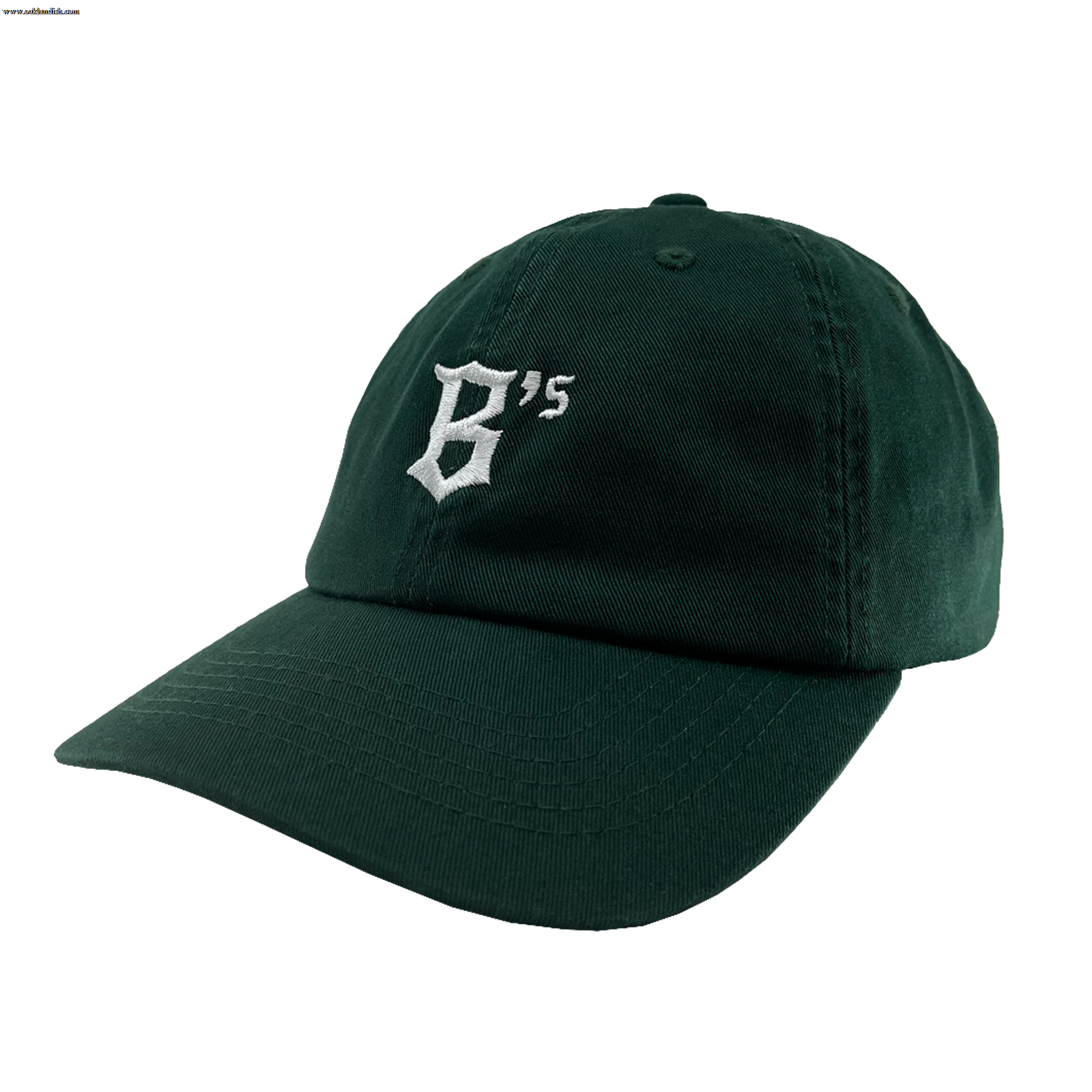 Angled side view of green Oakland Ballers Dad Hat.