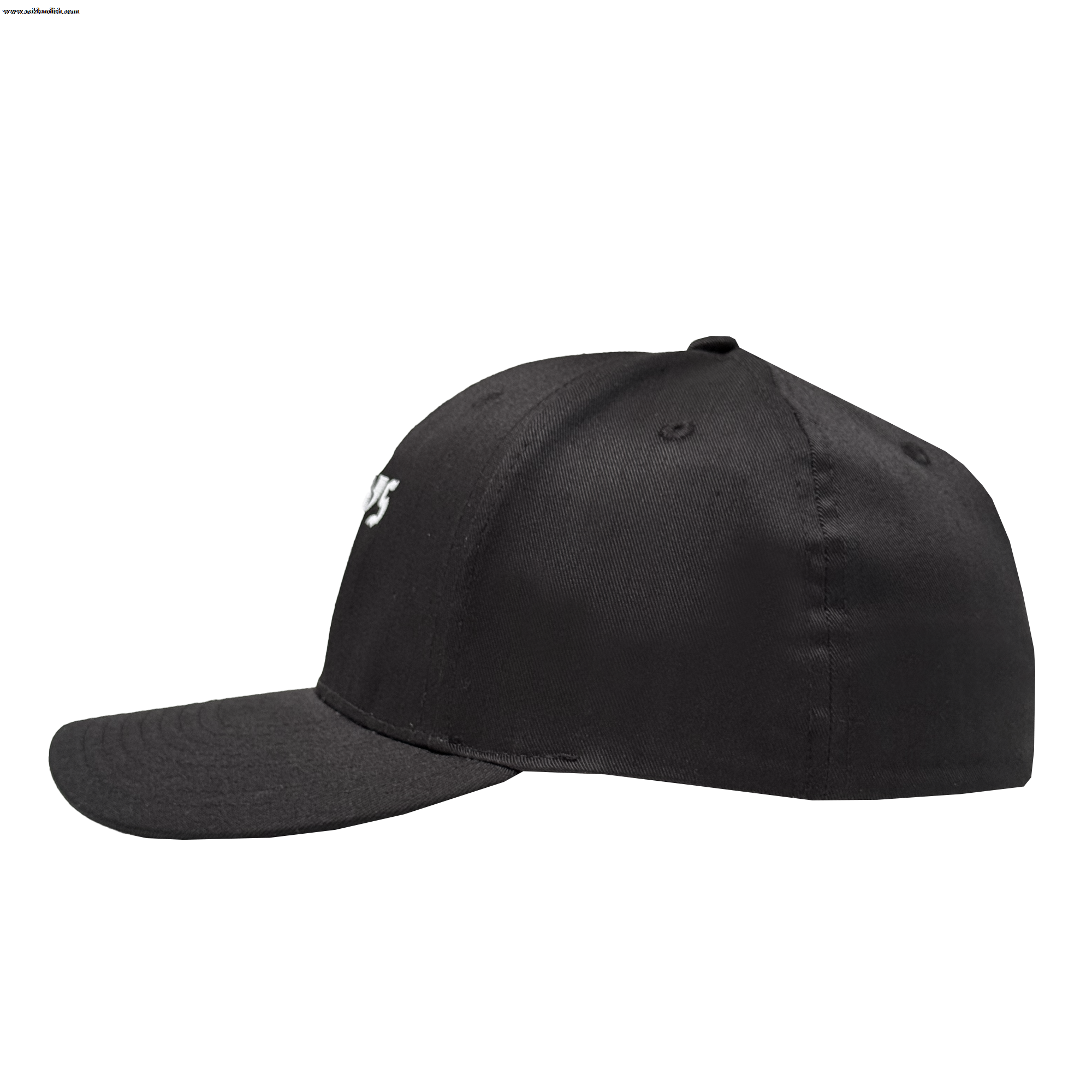 A black Oakland Ballers Flexfit Cap, shown from the left side, features a curved brim and smooth polyester fabric. Partially visible white "Oakland Ballers" lettering appears on the front, with no other logos or embellishments.