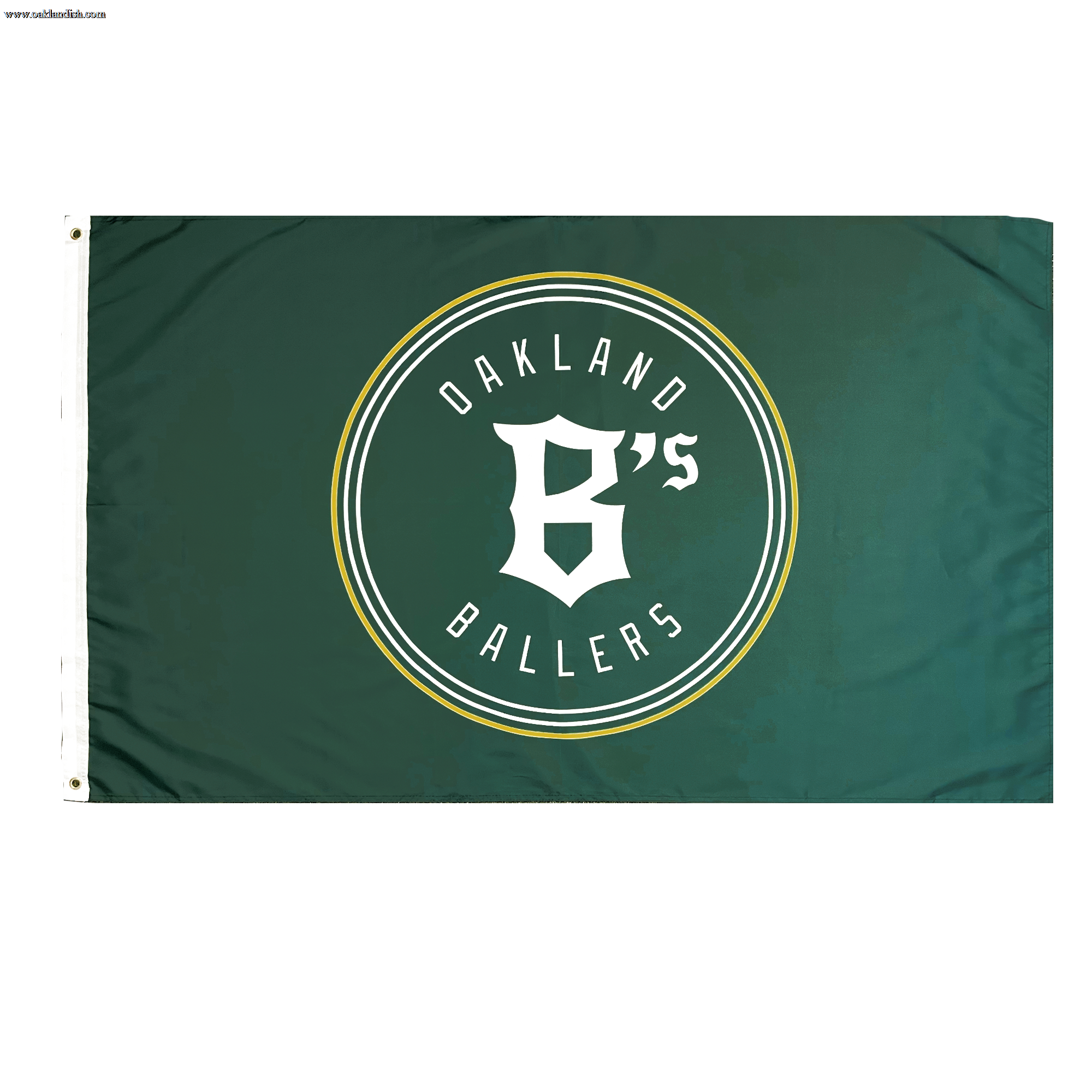 Forest flag with Oakland Ballers logo in center.