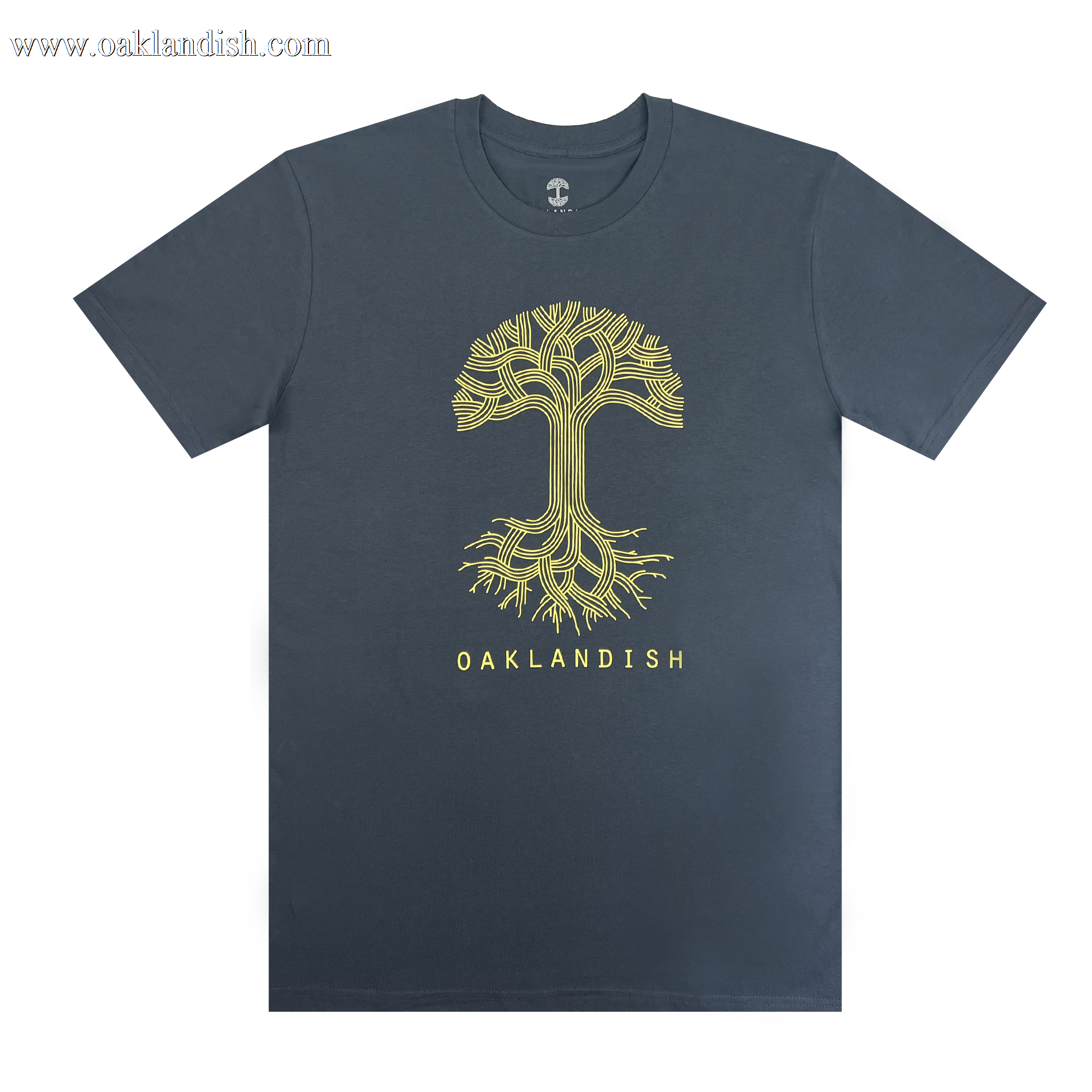 front view Oaklandish classic logo tee petrol blue.