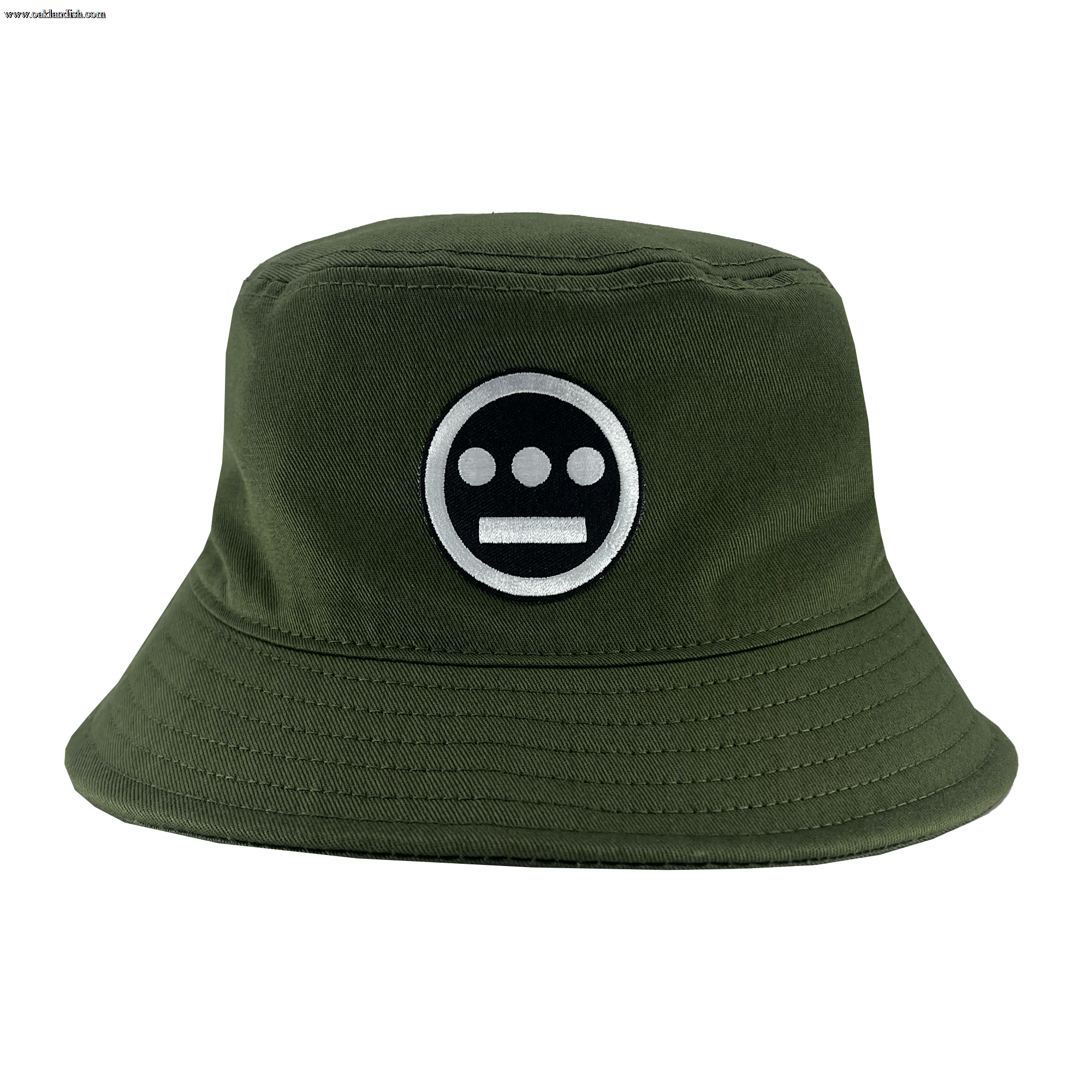 Army color bucket hat with Hiero logo patch.