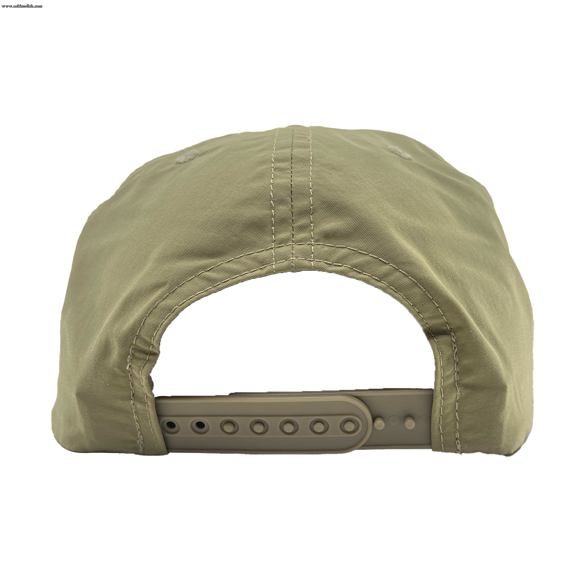 The Hiero Classic Camo Logo Hat by Other is a khaki snapback cap shown from the back with visible stitching and an adjustable plastic closure, set against a plain white background. Its classic style suits any hip-hop crew.