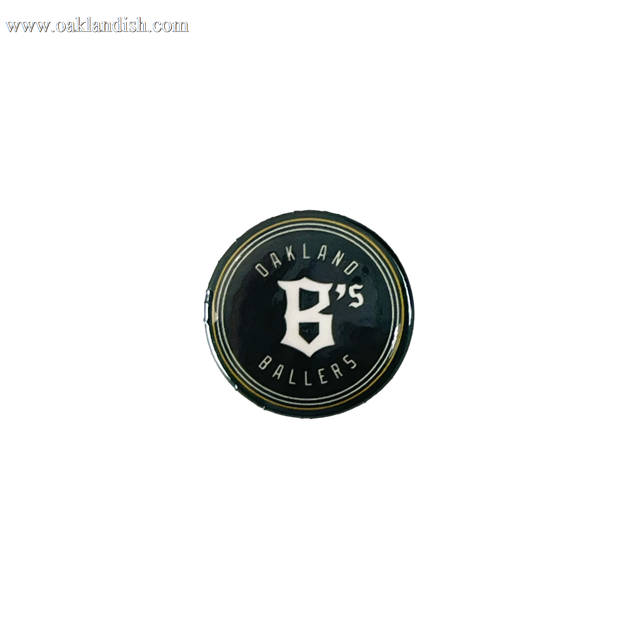 Forest green Oakland Ballers pinback button.